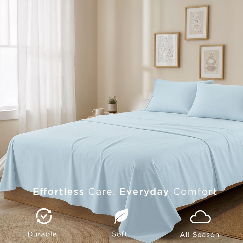 Threadmill Cotton Twin XL Sheet Set | 100% Cotton Sheets for Twin XL Size Bed | Solid Sateen Twin XL Bed Sheets Set with 16â€ Deep Pocket | Soft Breathable 3-Piece Cooling Sheets | Light Blue - Image 5